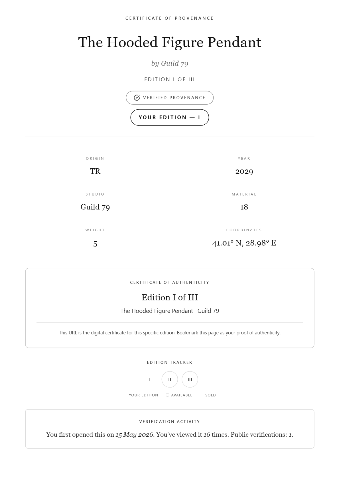Minimal style web certificate page